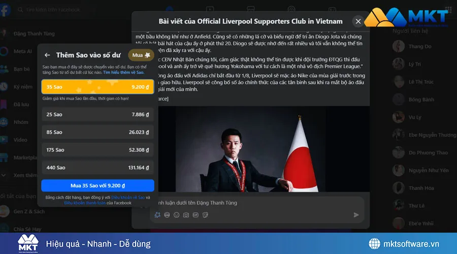 Hướng dẫn mua sao trên Facebook đơn giản 02