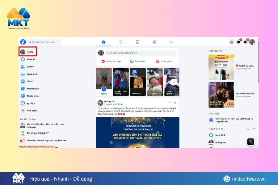 Truy cập Facebook → vào trang cá nhân của bạn Cách lọc bạn bè Facebook không tương tác nhanh và an toàn