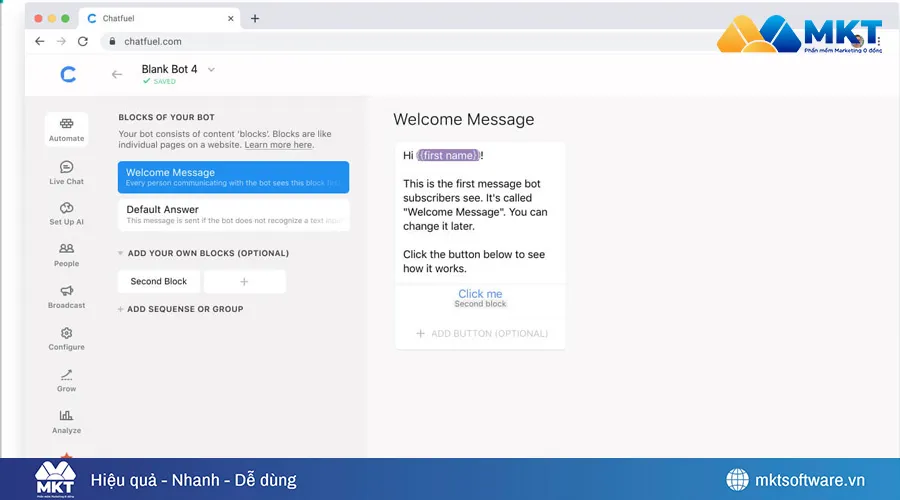Chatfuel - phần mềm bán hàng Facebook miễn phí