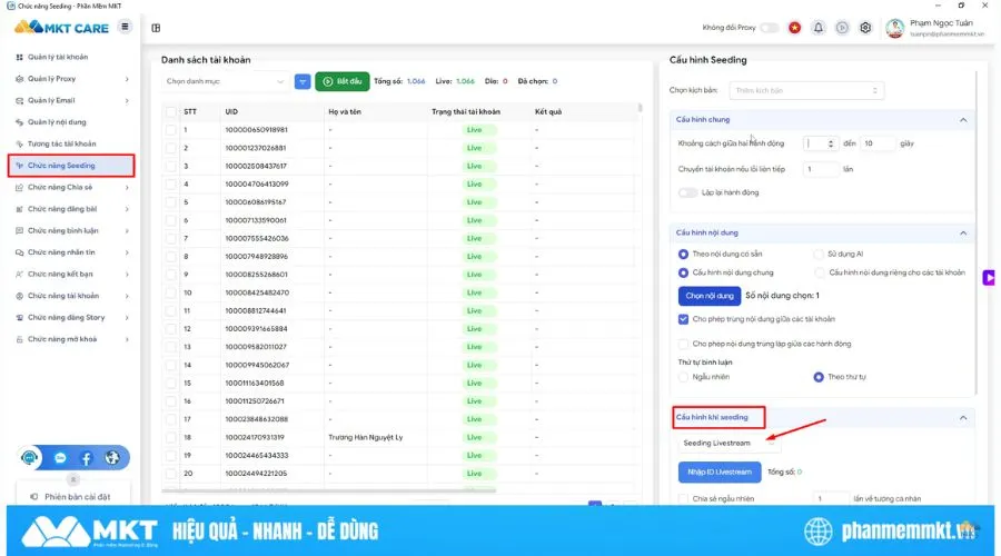 Bùng nổ tương tác với Seeding livestream Facebook