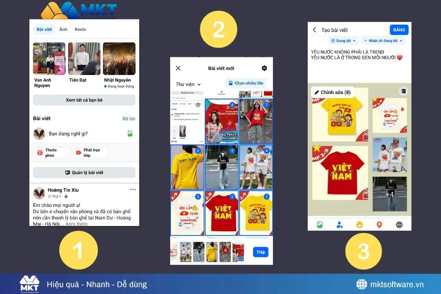 Các bước hướng dẫn đăng bài bán hàng quần áo trên điện thoại