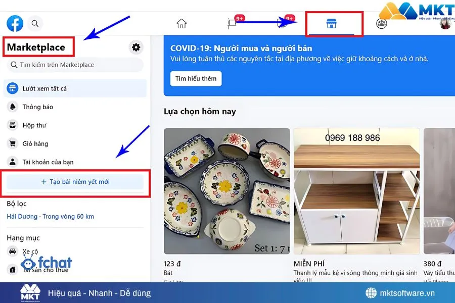 Minh họa về các bước đăng bài bán hàng trên Laptop