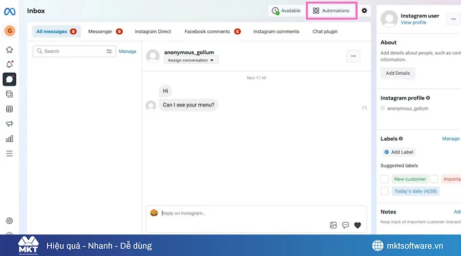 Cách Thiết Lập Trả Lời Tức Thì trên Instagram 1