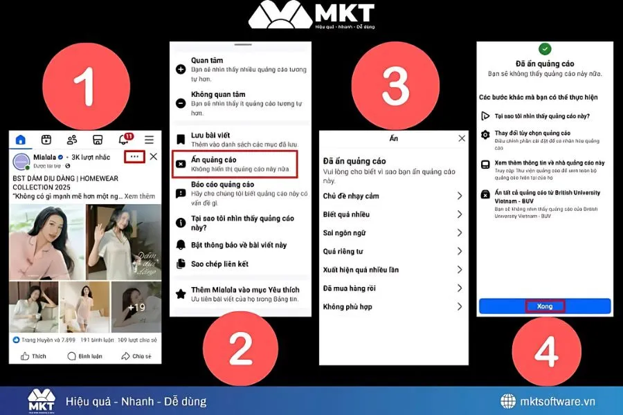 Minh họa về các bước ẩn quảng cáo trên điện thoại