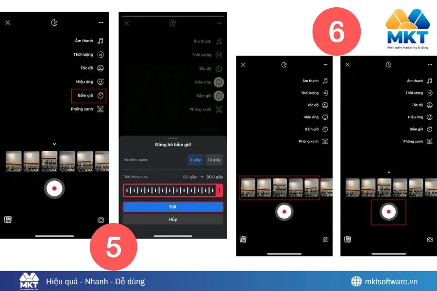 Hẹn giờ quay và bấm quay