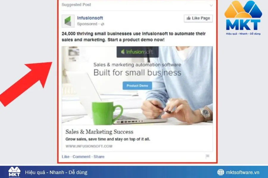 Minh họa về dạng bài quảng cáo có đánh dấu “Được tài trợ”