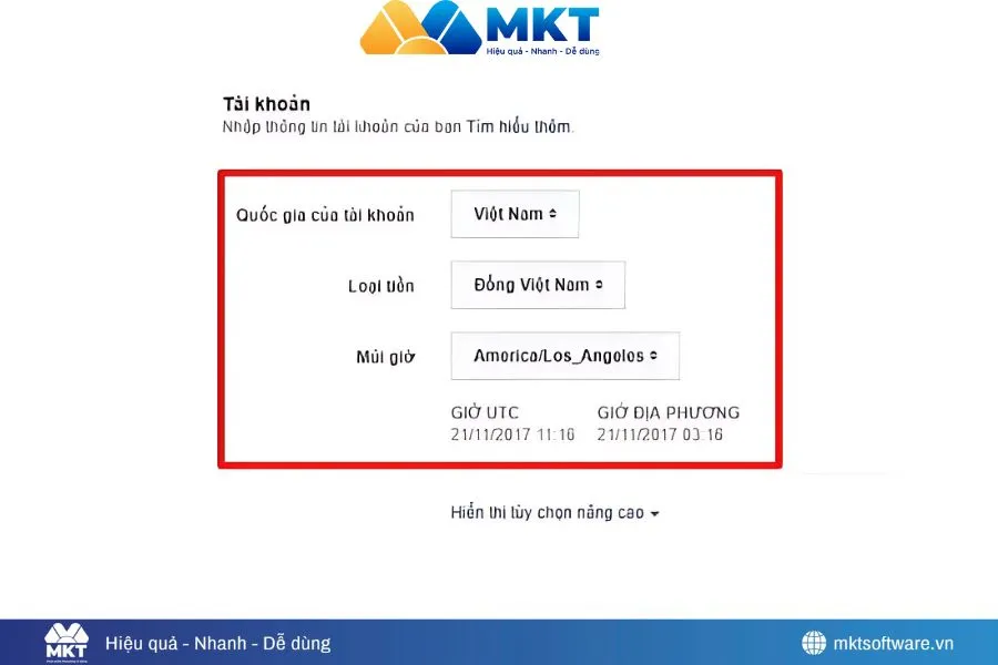 Thiết lập tài khoản