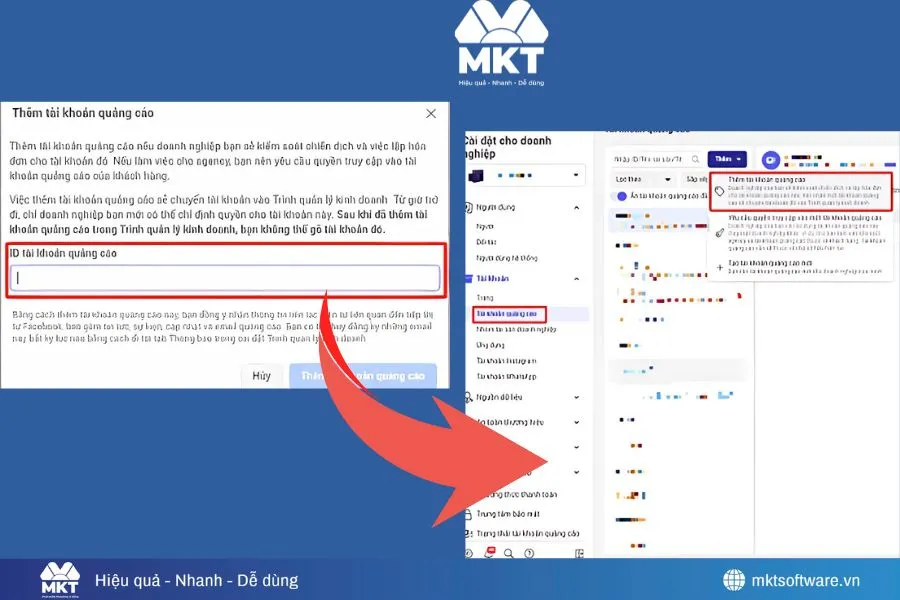 Thêm tài khoản quảng cáo vào BM