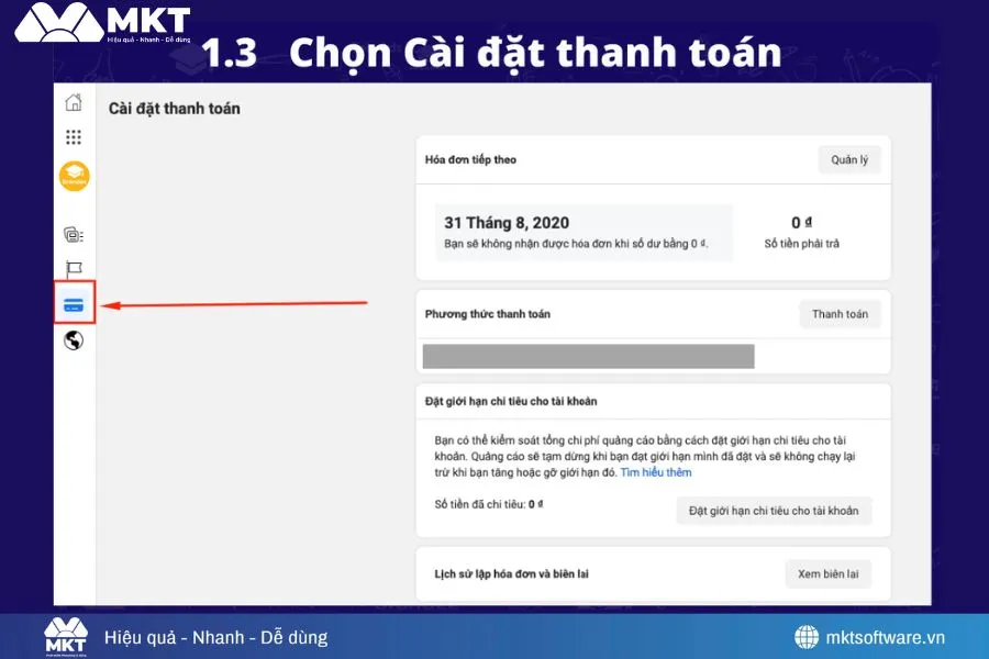 Chọn cài thanh toán