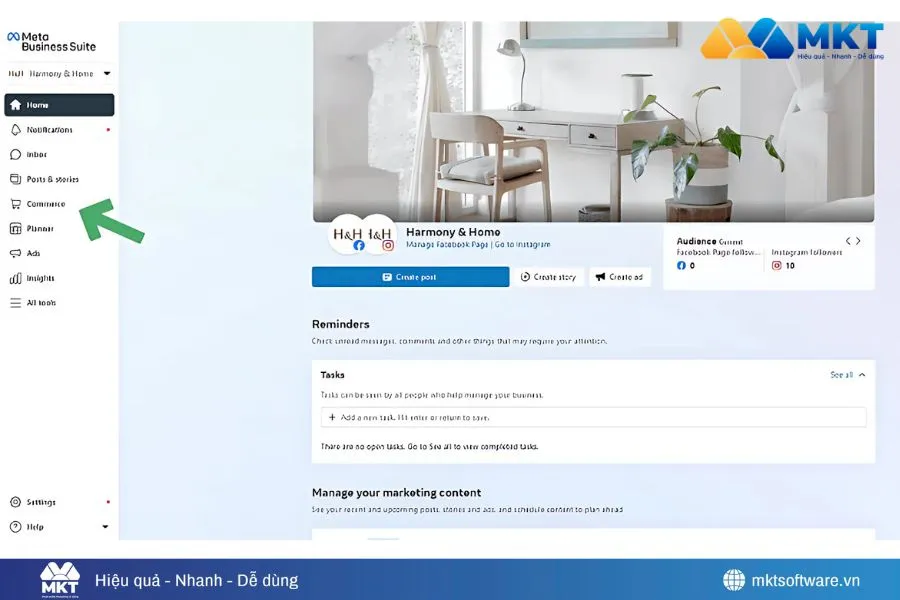 Đăng nhập và nhấp chọn Commerce Manager