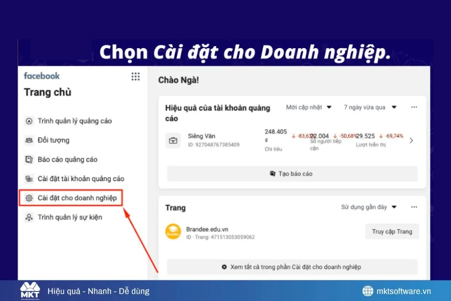 Chọn cài đặt