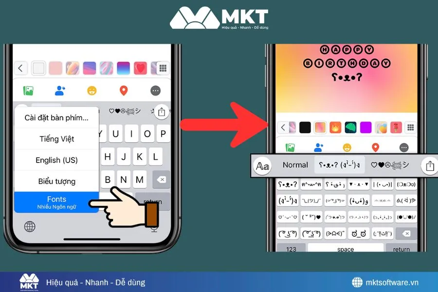 Minh họa về cách viết chữ đậm trên Facebook bằng điện thoại