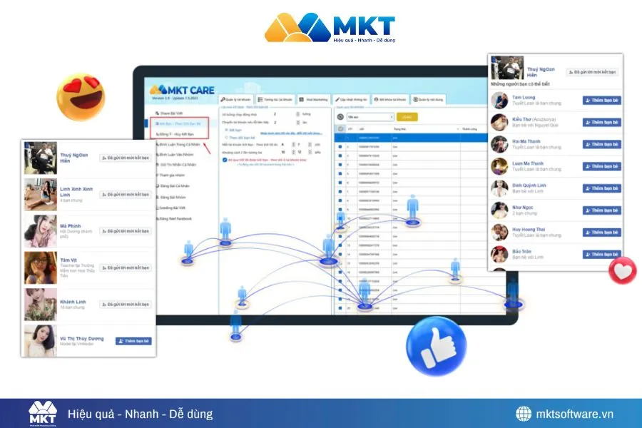 Phần mềm MKT Care – Giải pháp lọc bạn bè trên Facebook hiệu quả nhất