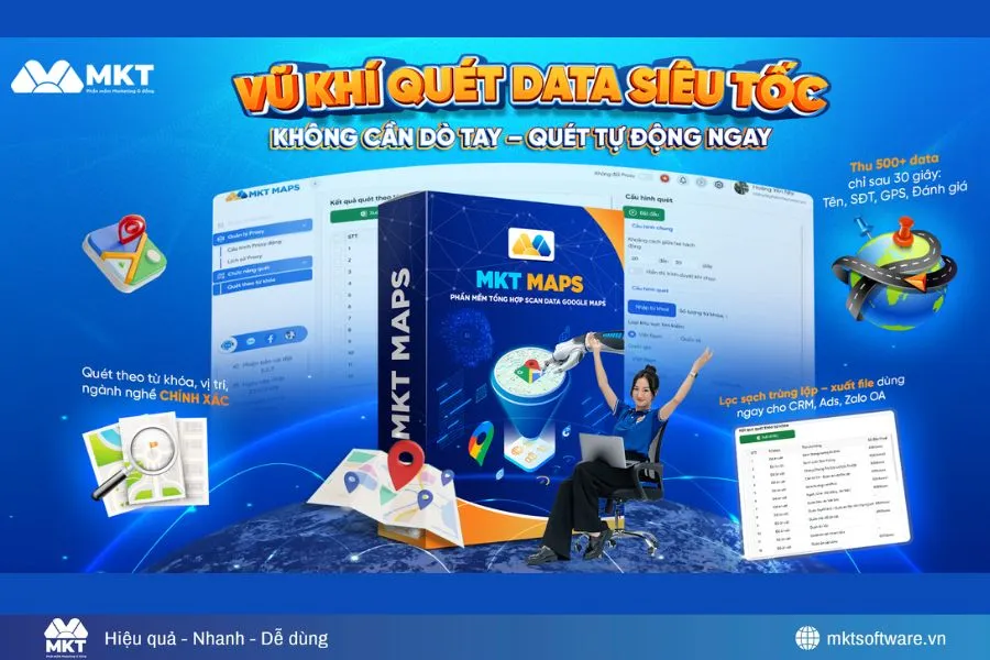 MKT Maps quét dữ liệu theo từ khóa, ngành nghề, vị trí địa lý