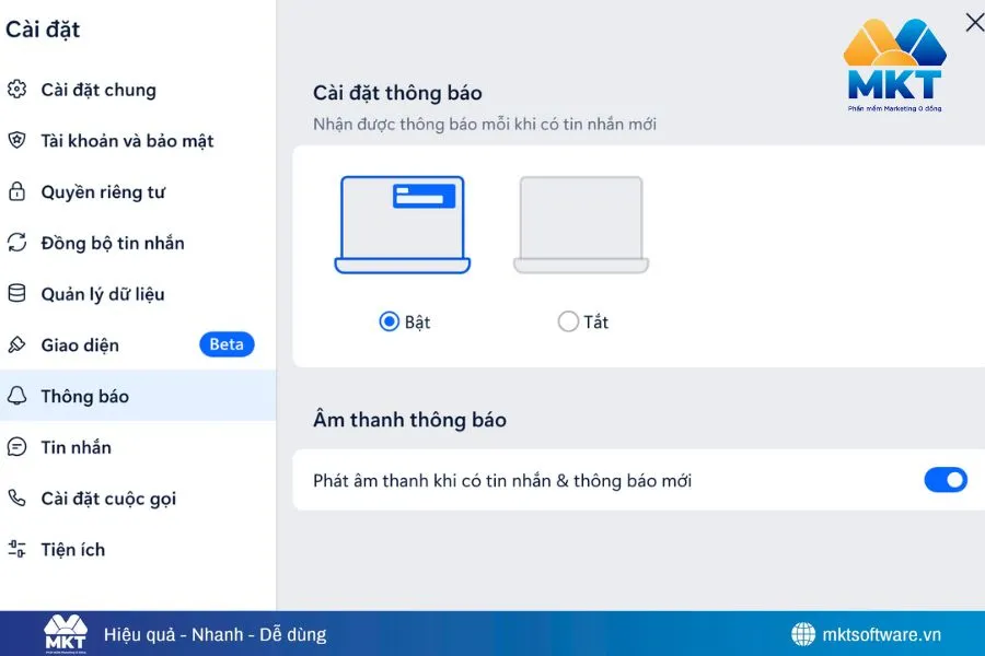 Cách cài đặt âm thanh Zalo trên máy tính