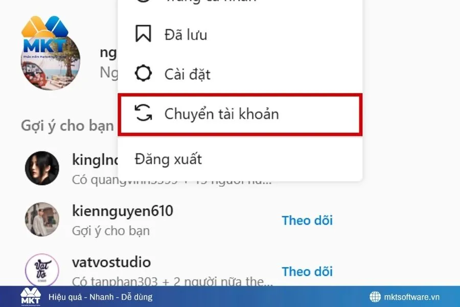 Cách chuyển đổi nhanh giữa 2 tài khoản Instagram