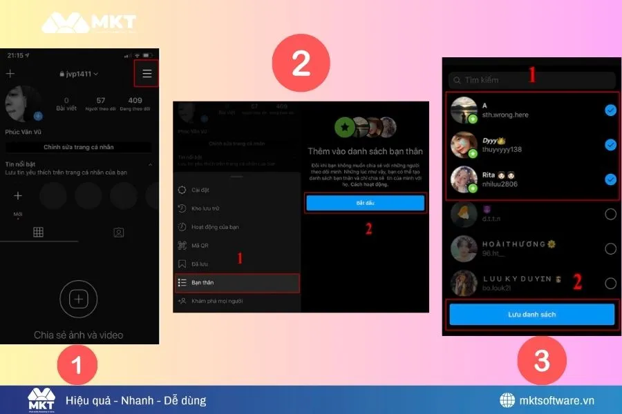 Vào trang cá nhân và chọn thành viên vào danh sách bạn thân Vào trang cá nhân và chọn thành viên vào danh sách bạn thân