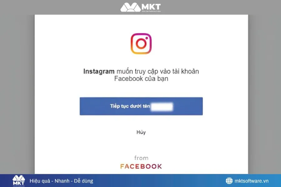 Nhấp chọn tiếp tục dưới tên Facebook 