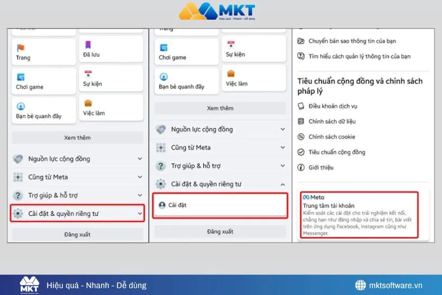 Nhấp chọn ô Trung tâm tài khoản
