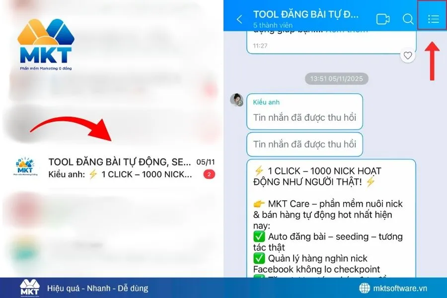 Xem thành viên trong nhóm chung