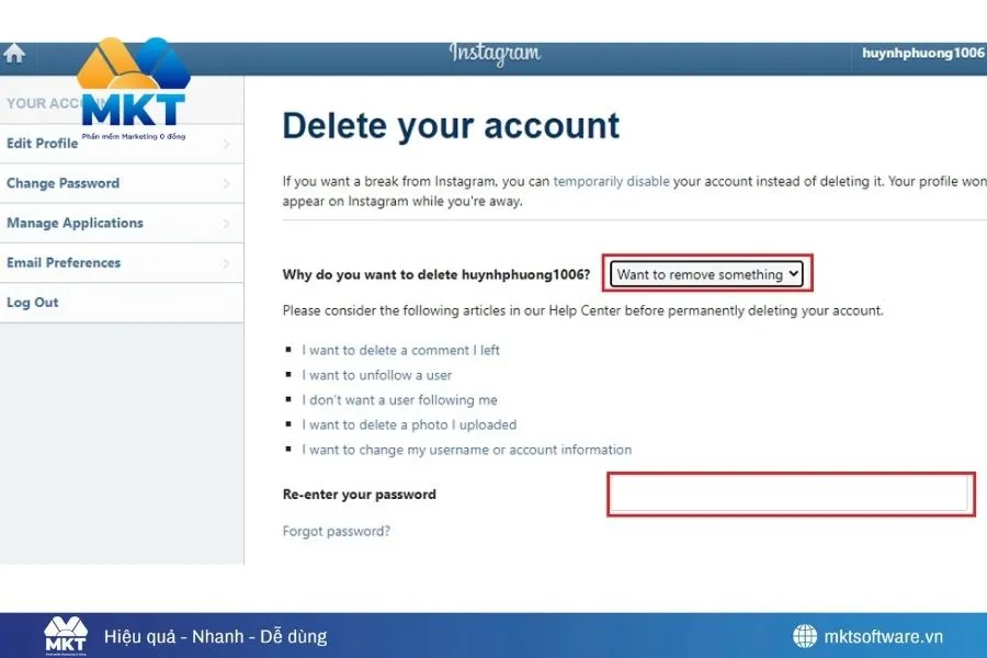 Chọn Re-enter your password