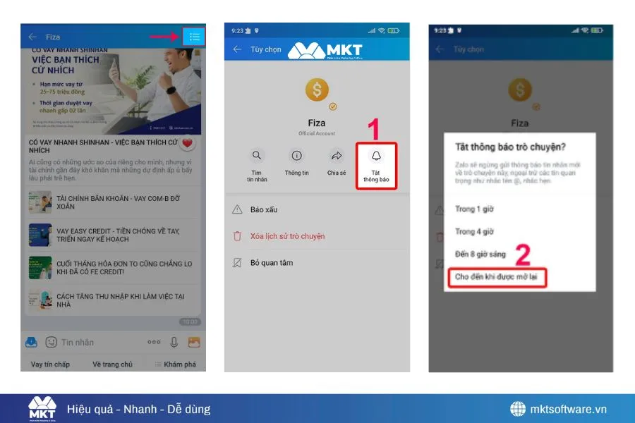 Nhấp chọn 3 chấm và tắt thông báo