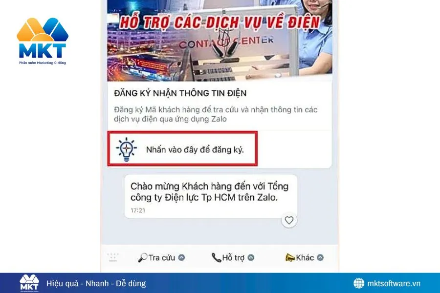 Cách đăng ký thông báo tiền điện qua Zalo đơn giản