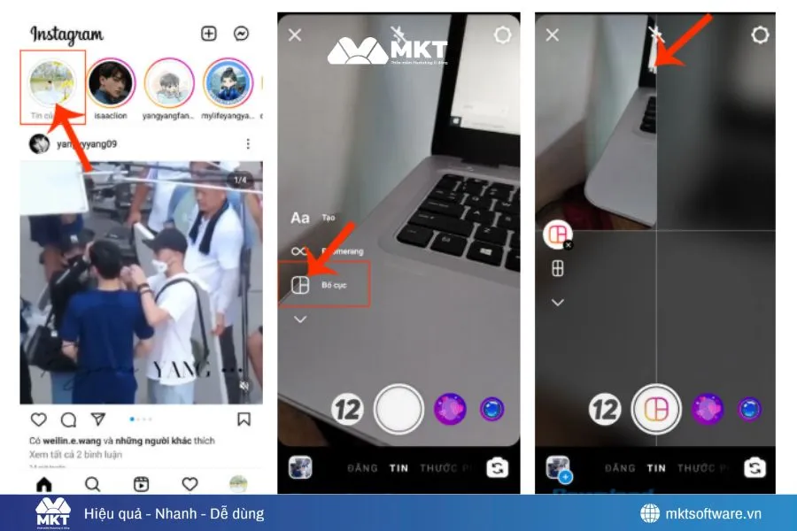 Nhấn biểu tượng Layout