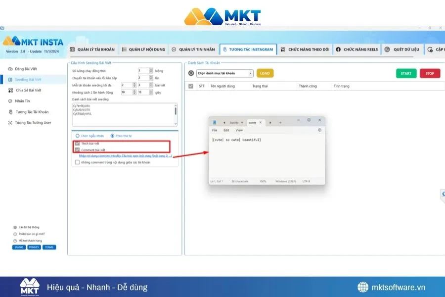 Tích chọn loại tương tác mong muốn