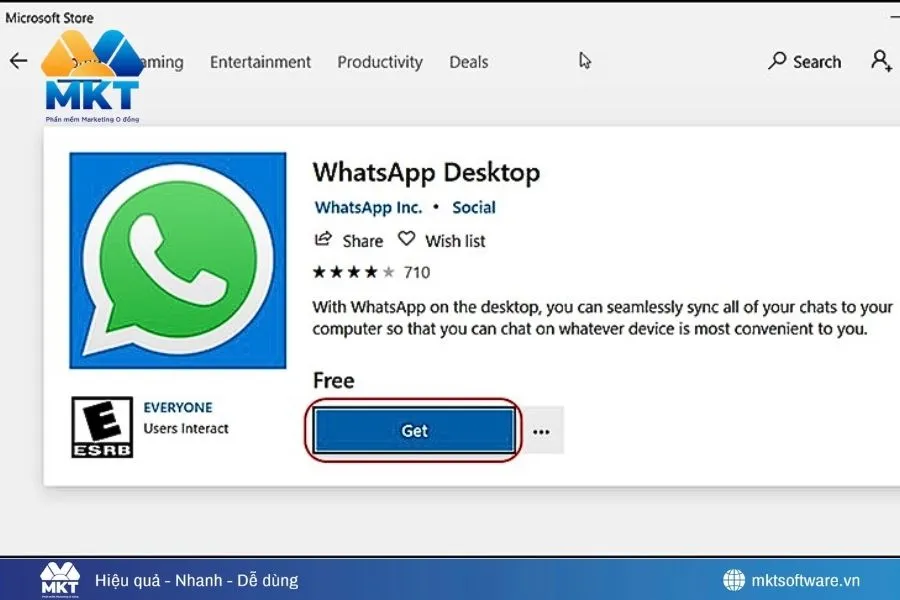 Cách cài WhatsApp trên máy tính từ Microsoft Store