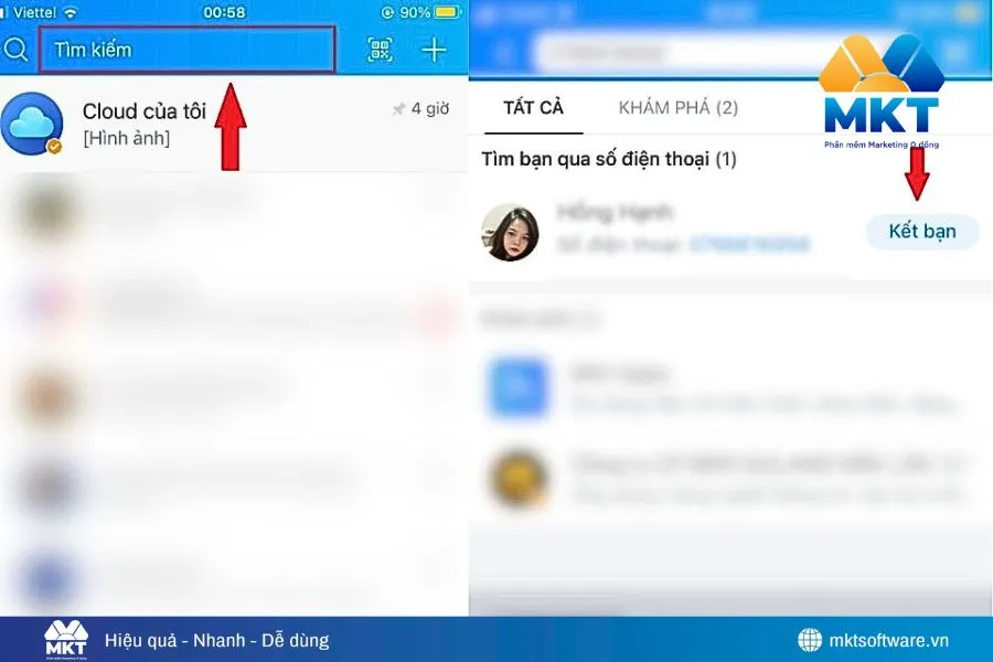 Tìm trực tiếp trên ứng dụng Zalo