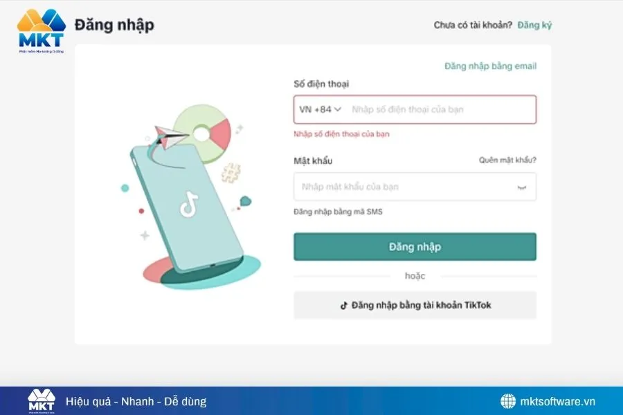 Truy cập hệ thống quản lý TikTok Shop
