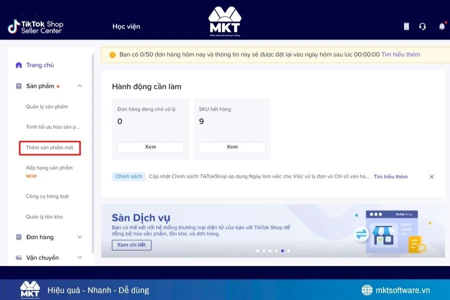 Thêm sản phẩm mới vào TịkTok Shop