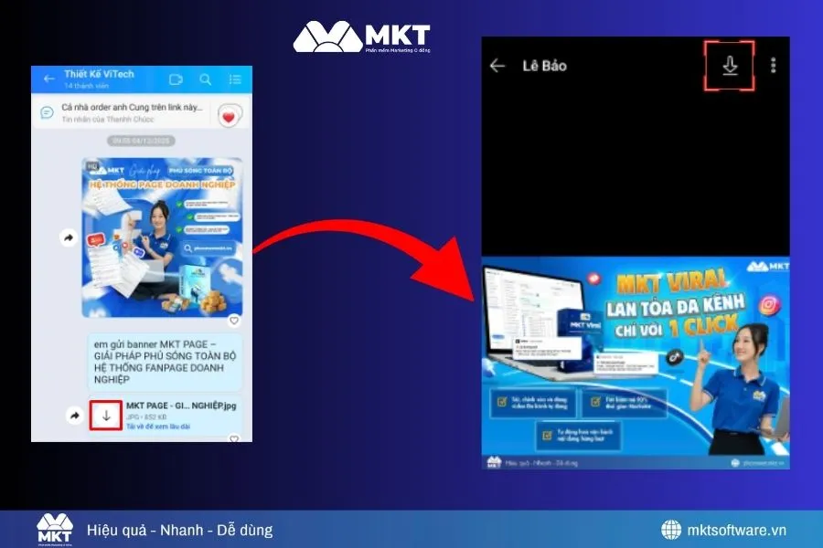 Minh họa về 3 bước lưu hình ảnh trên Zalo bằng điện thoại