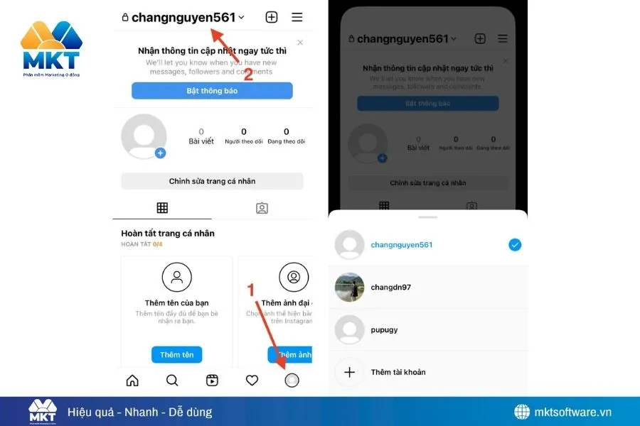 Cách chuyển đổi giữa các tài khoản Instagram