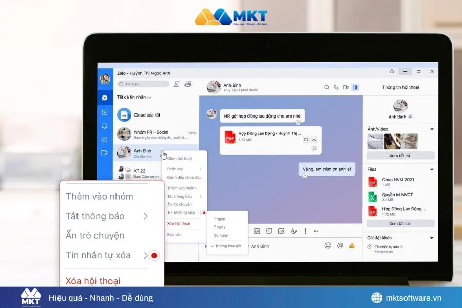 Khi tắt “Đã nhận” trên Zalo không làm mất dữ liệu tin nhắn