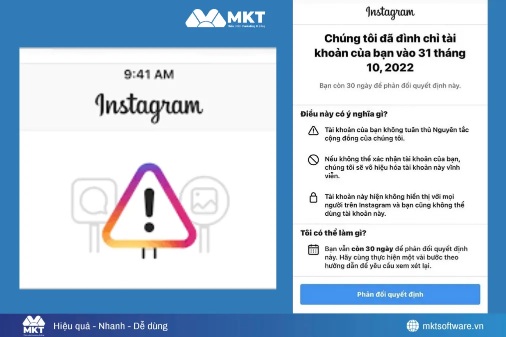 Nội dung đăng tải trên Instagram vi phạm chính sách cộng đồng