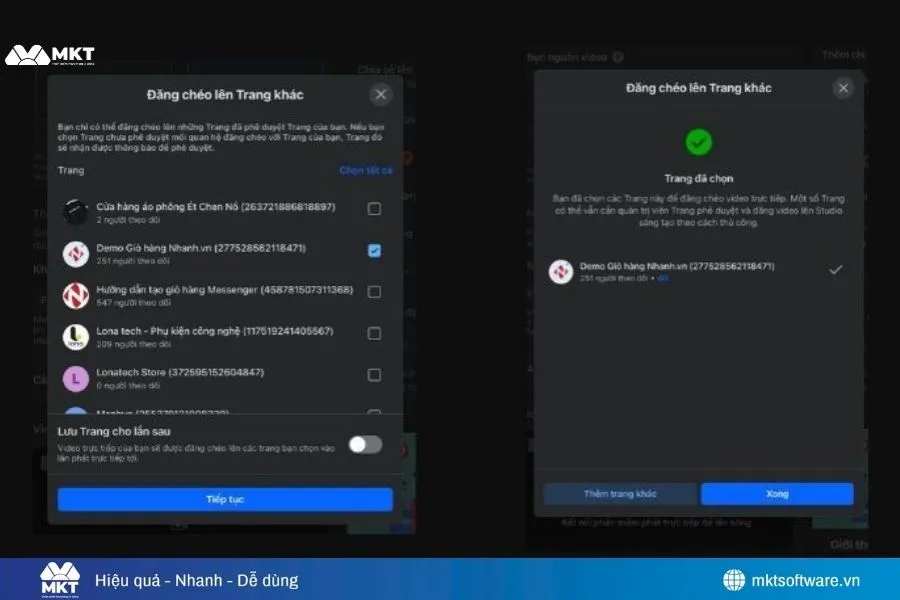 Dùng tính năng đăng chéo (Cross Live) trực tiếp trên Facebook