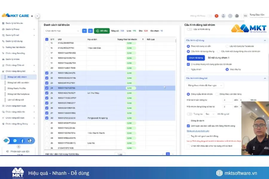 Anh Đào Văn Tùng bày tỏ sự hài lòng về hiệu quả mà phần mềm MKT mang lại
