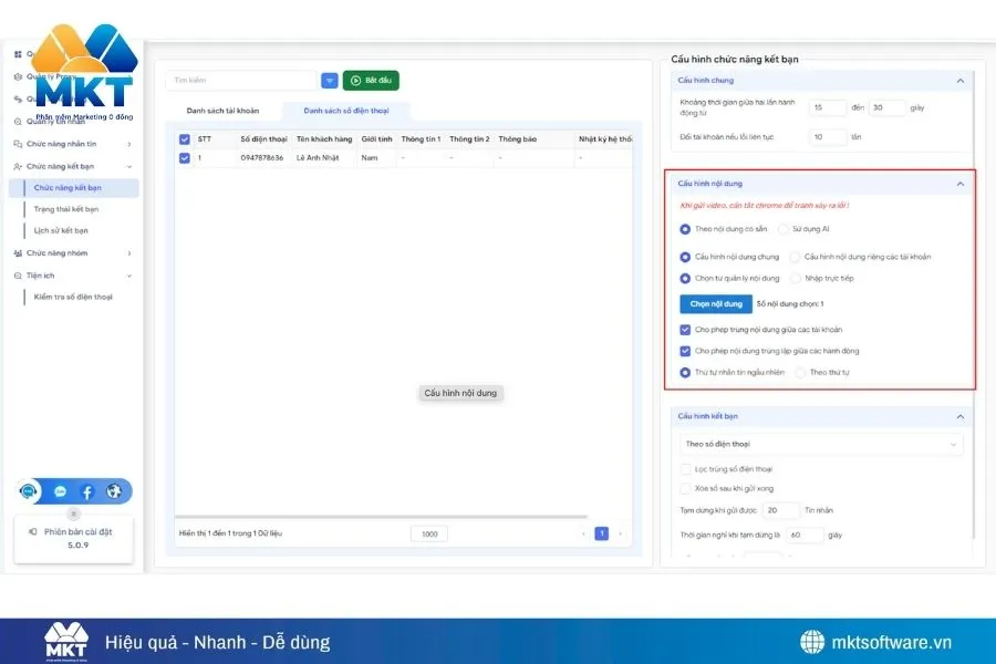 Gửi kết bạn tự động từ danh sách số điện thoại