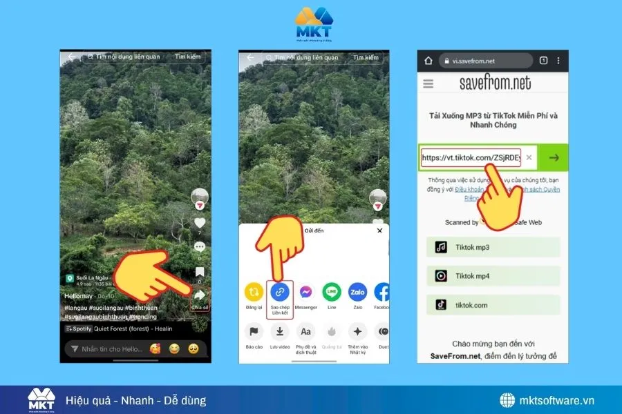 Tải âm thanh TikTok qua website SaveFrom.net