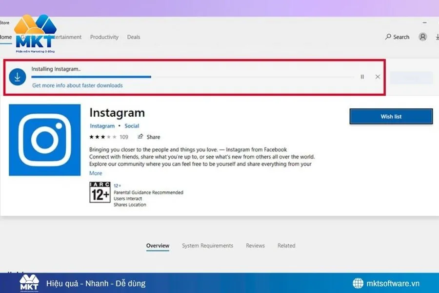 Tải Instagram cho máy tính từ Microsoft Store