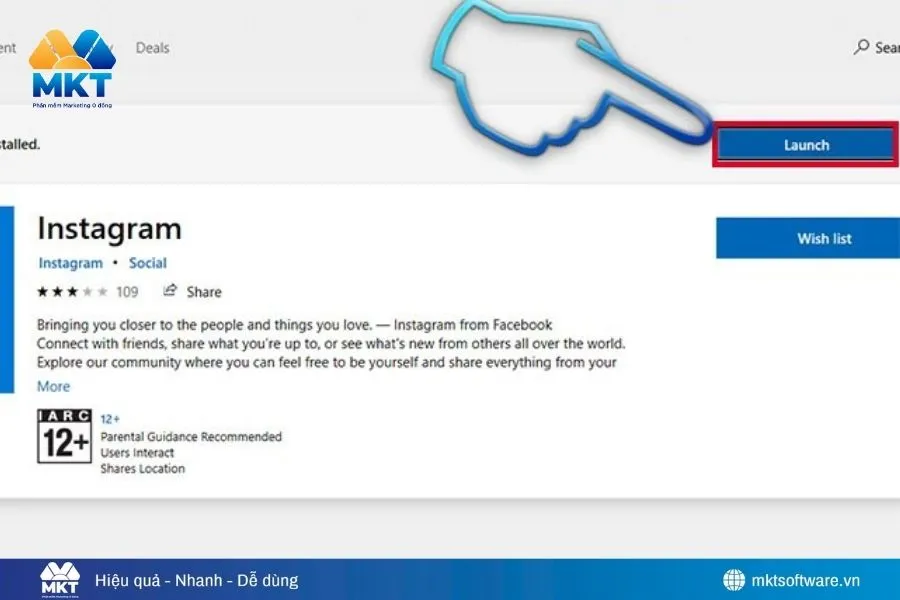 Tải Instagram cho máy tính từ Microsoft Store