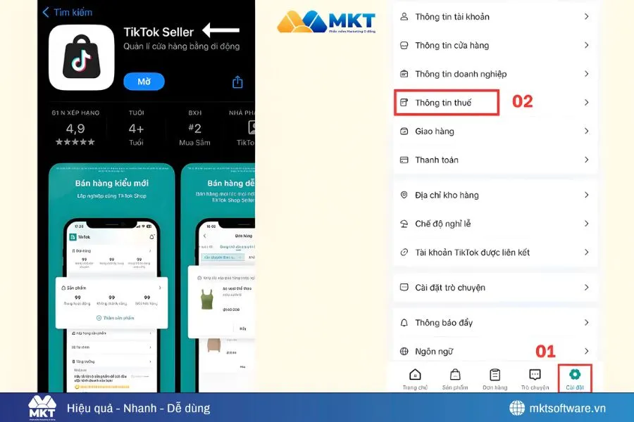 Chọn thông tin thuế