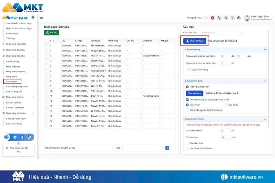 Truy cập Livestream