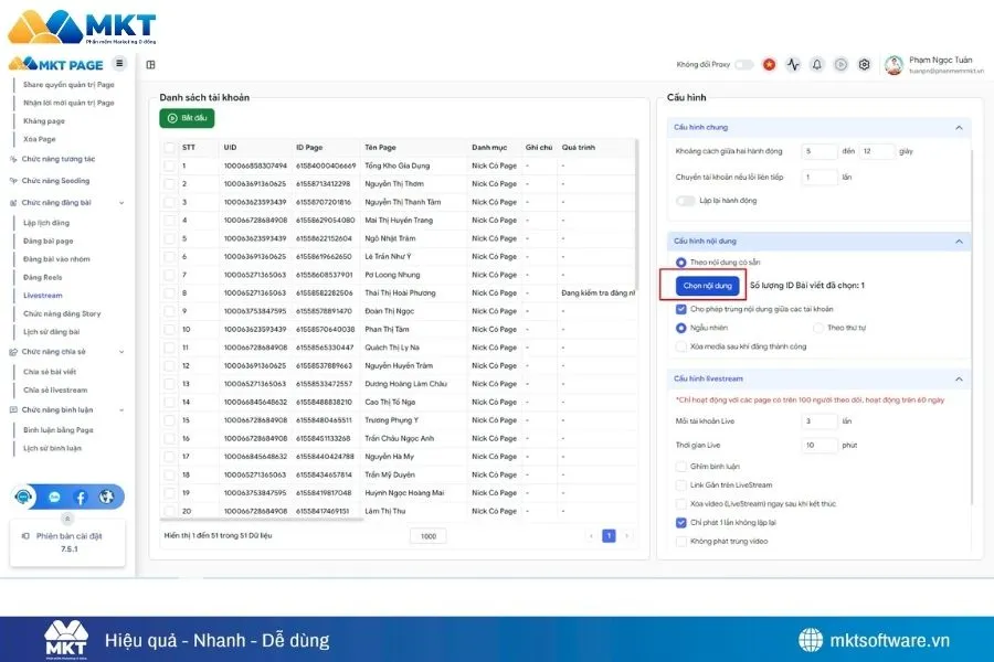 Chọn video phát lại